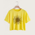 Flower Print Casual Short-Sleeved Split Short T-Shirt NSYAY58408