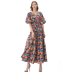 Short-sleeved summer new mid-length stitching floral skirt NSLIB58461