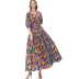Short-sleeved summer new mid-length stitching floral skirt NSLIB58461