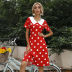 new retro big lapel polka dot print big swing dress NSSUO58484