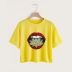 Lip print casual short-sleeved split short T-shirt  NSYAY58469