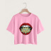 Lip print casual short-sleeved split short T-shirt  NSYAY58469
