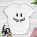 good vibes creative smiley face print short-sleeved T-shirt   NSYAY58443