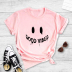 good vibes creative smiley face print short-sleeved T-shirt   NSYAY58443