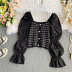 Stitching long-sleeved top, age-reducing black knit sweater NSSUO58435