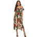 Flower Printed Wrapped Shest Flared Sleeve Dress NSJIM58426