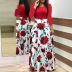 Flower Print Color Matching Dress NSYF58572