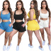Sexy Solid Color Sleeveless Sling Shorts Set NSSJW58675