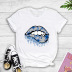 blue cool big mouth printed T-shirt NSYIC58755