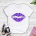 purple big lips personality printed T-shirt NSYIC58759