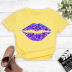 purple big lips personality printed T-shirt NSYIC58759