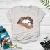 leopard print lips print casual short-sleeved t-shirt NSYIC58775