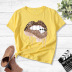 camiseta casual de manga corta con estampado de labios con estampado de leopardo NSYIC58775