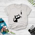 humorous cat and fish print casual short-sleeved t-shirt NSYIC58787