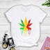 color matching maple leaf dripping printing T-shirt  NSYIC58797