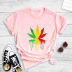 color matching maple leaf dripping printing T-shirt  NSYIC58797