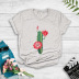 round neck cactus blossom print T-shirt NSYIC58799
