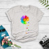 color matching sunflower English printing T-shirt NSYIC58801