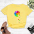 color matching sunflower English printing T-shirt NSYIC58801