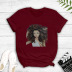 curly hair black girl printed T-shirt NSYIC58804