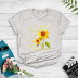 golden butterfly sunflower English printing T-shirt NSYIC58806