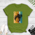 queen color matching hand-painted girl print short-sleeved T-shirt  NSYIC58810