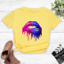 color lips graphic print casual short-sleeved T-shirt NSYIC58813