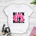 color matching black girl magic printed short-sleeved T-shirt  NSYIC58814