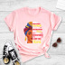 color matching black girl letter print short-sleeved T-shirt  NSYIC58818