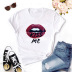 Summer short-sleeved lips KISS printing T-shirt NSYIC58822