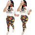 fashion printed short-sleeved round neck blouse and trousers two-piece set NSSJW58881