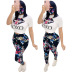 fashion printed short-sleeved round neck blouse and trousers two-piece set NSSJW58881