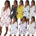fashion deep V-neck home style printing multi-picture multi-color jumpsuit NSSJW58883