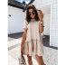 Solid Color Short-Sleeved Home Loose Round Neck Ruffle Dress NSJIM58960
