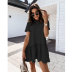 Solid Color Short-Sleeved Home Loose Round Neck Ruffle Dress NSJIM58960