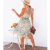Flower Print Ruffled Mid-Length Slip Dress NSJIM58954