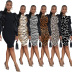Sexy Leopard Print Round Neck Pullover Mid-Waist Print Slim Skirt Dress NSSJW58889
