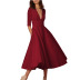 Solid Color V-Neck Dress NSSJW58922