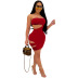 solid color wrapped breasts burnt hole dress  NSRM59050