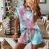 Tie-Dye Gradient Round Neck Short-Sleeved Casual Sports Set NSSUO59179