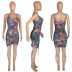 Sexy Sling-Shoulder Printed Dress NSMNS59200