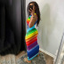 Tie-Dye Rainbow Strip Sleeveless Suspender Dress NSWT59297