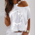 Cat Print Off-Shoulder Short-Sleeved T-Shirt NSYF59320