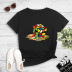 Summer short-sleeved rotating melting cube creative printing T-shirt NSYIC59342