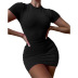 new solid color round neck short-sleeved top and skirt two-piece set NSLAI59370