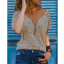 Love Print Loose V-Neck Zipper T-Shirt NSLZ59390