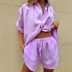 Solid Color Single Breasted Short Sleeve Shirt & Shorts Set NSMUZ59397