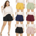 Casual Pants Stitching Solid Color Wave Edge Loose Shorts NSOY59401
