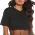 perspective stitching mesh gauze cropped short-sleeved T-shirt top NSOY59402