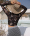 see-through mesh long-sleeved short cropped t-shirt top NSOY59405